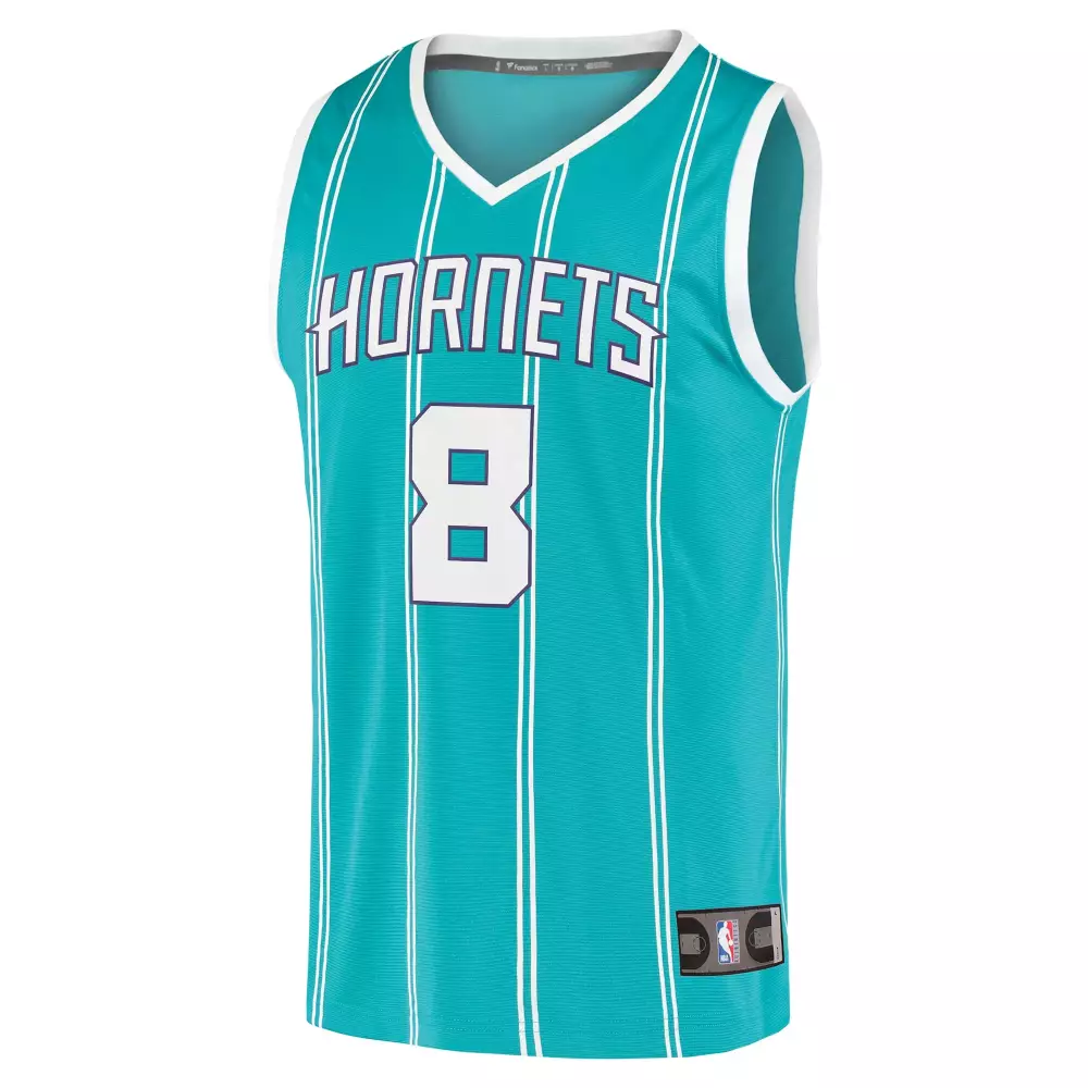 Custom Charlotte Hornets 8 Jersey Teal Fanatics Men White Replica Icon