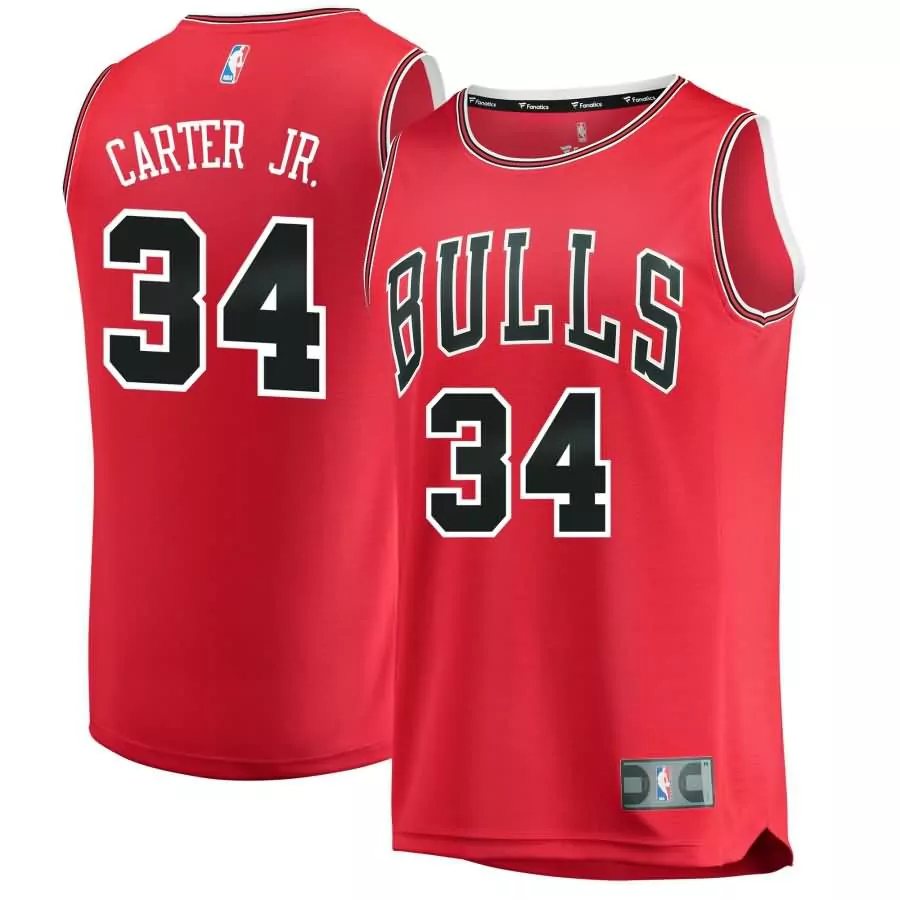 Wendell Carter 34 Bulls Jersey Red Men White Black Replica Icon