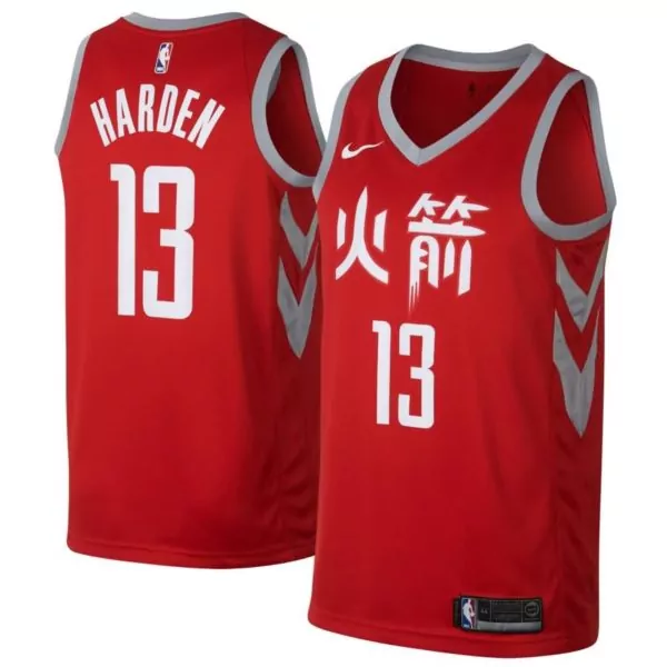 James Harden 13 Houston Rockets Jersey Red Men Grey White Swingman