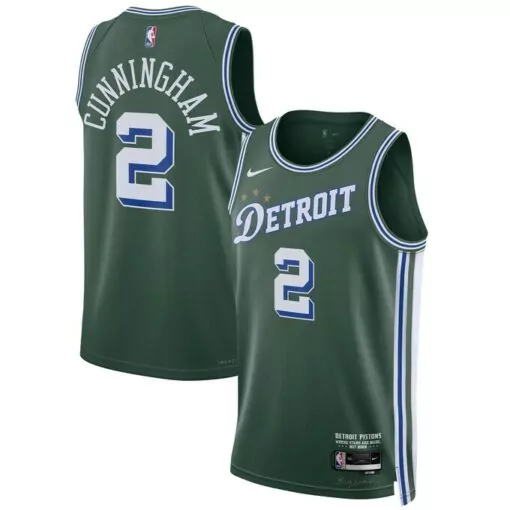 Cade Cunningham 2 Detroit Pistons Jersey Green Men White Blue Unisex