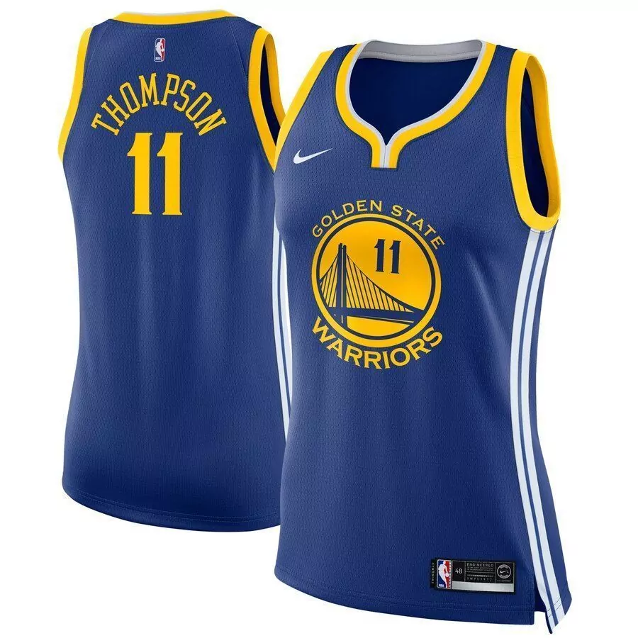 Klay Thompson 11 Jersey Blue Golden State Warriors Men Yellow White Icon