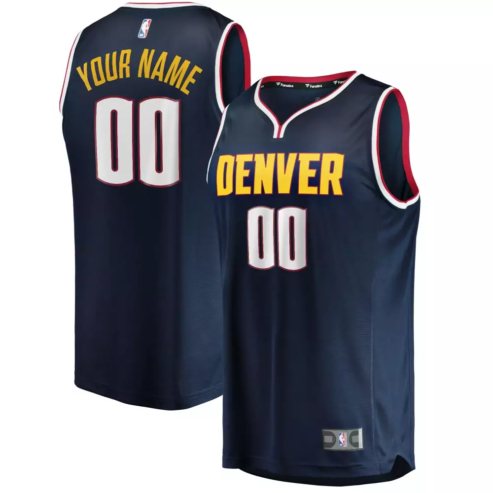 Custom Denver Nuggets Jersey Navy Blue Men Yellow Red White Icon