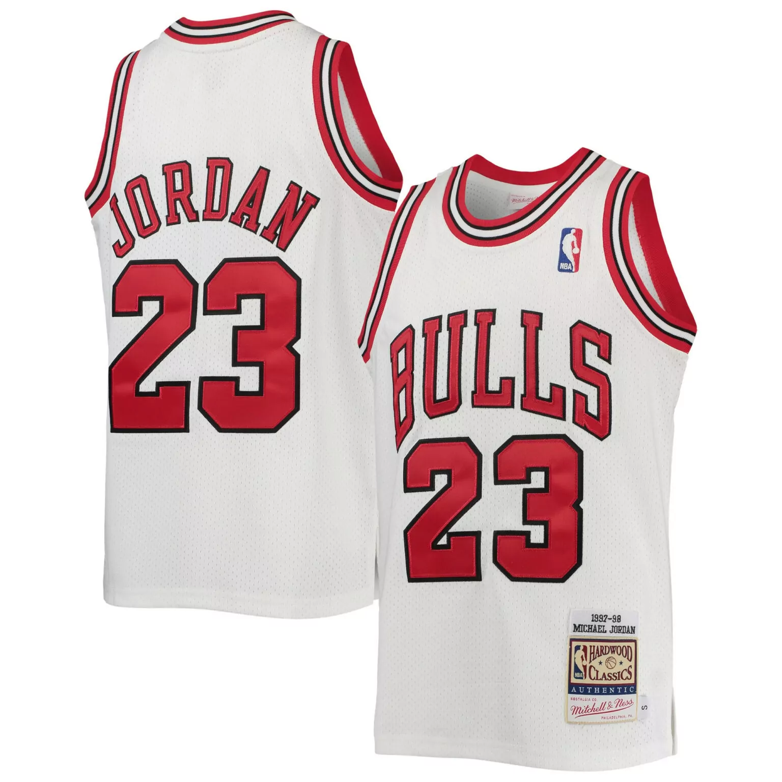 Deandre Jordan 23 Bulls Jersey White 1992-98 Michael Hardwood Classics Men Red Black