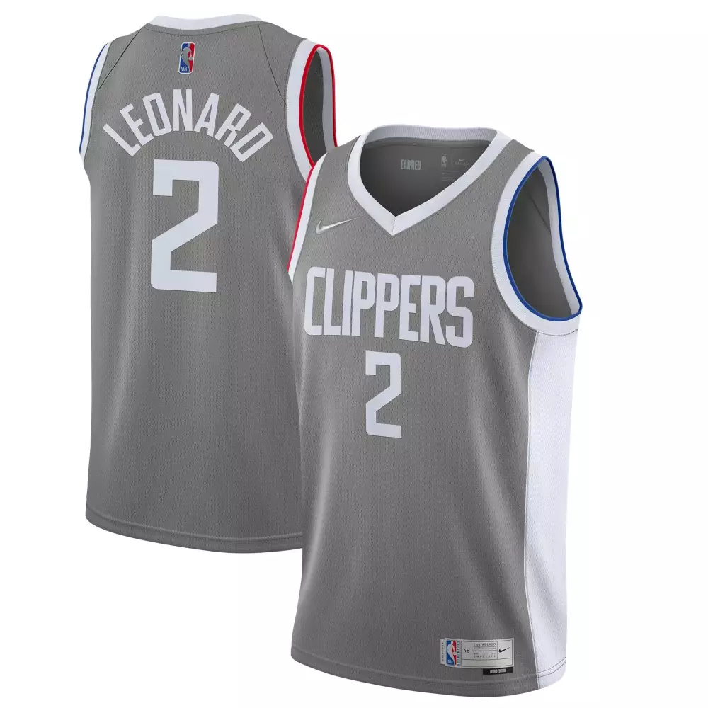 Kawhi Leonard 2 Clippers Jersey Gray Men NBA White Blue Red