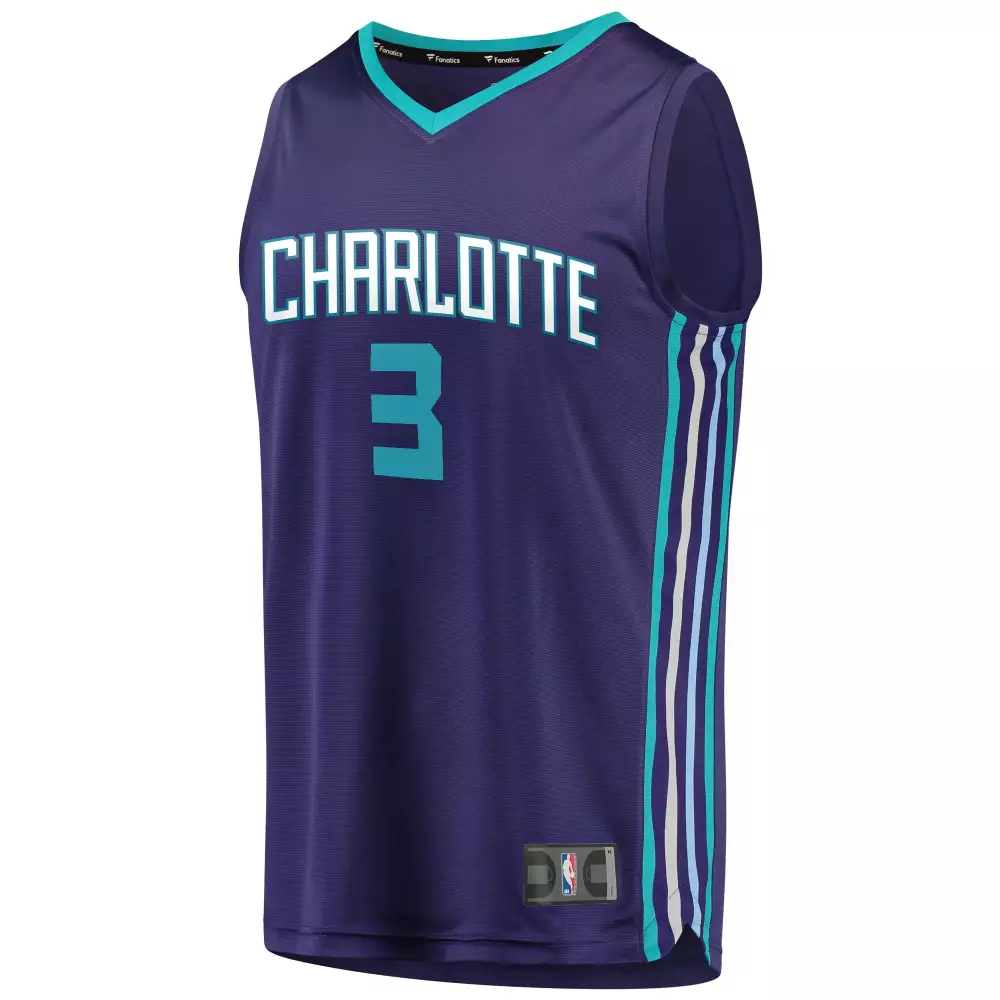 Terry Rozier 3 Charlotte Hornets Jersey Purple Men Split Design Teal White Light Blue