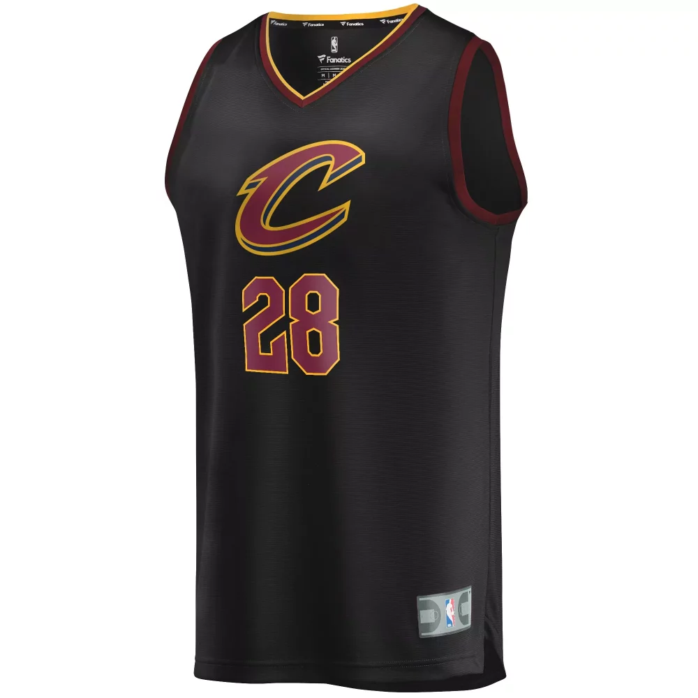 Custom Cleveland Cavaliers 28 Jersey Black Men Maroon Gold