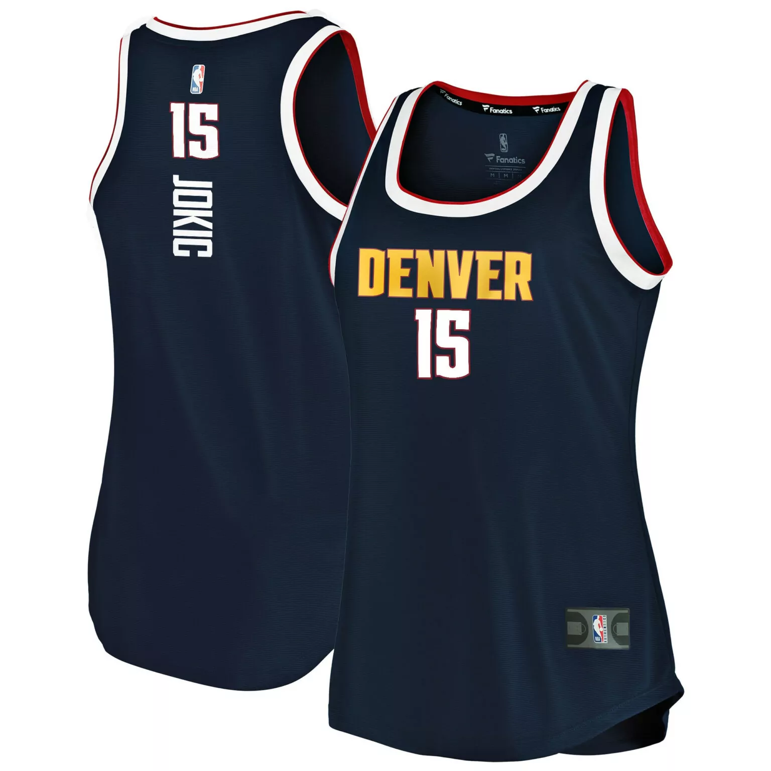 Nikola Jokic 15 Denver Nuggets Jersey Navy Men Swingman White Red Gold Icon