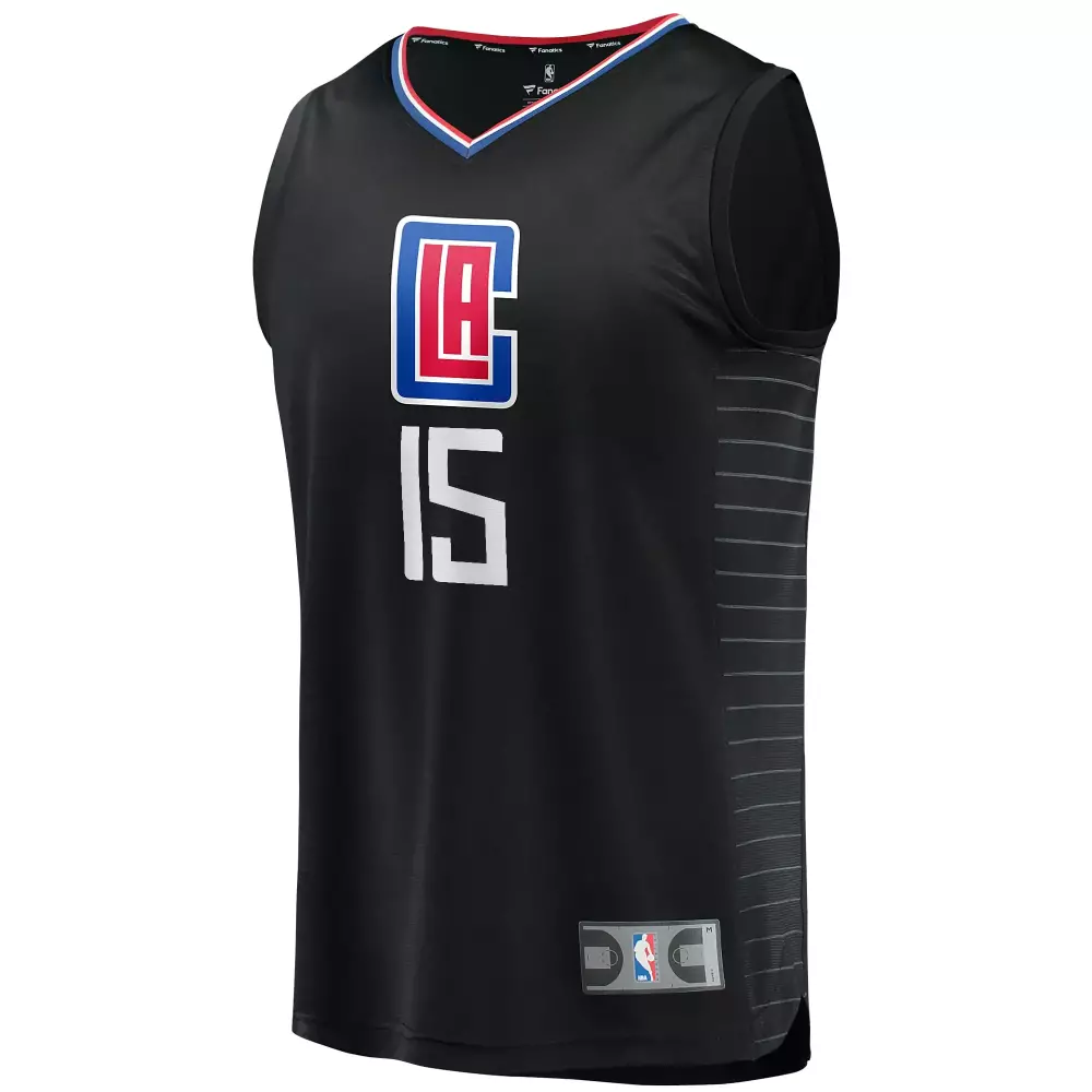 Custom LA Clippers 15 Jersey Black Men Replica White Red Blue