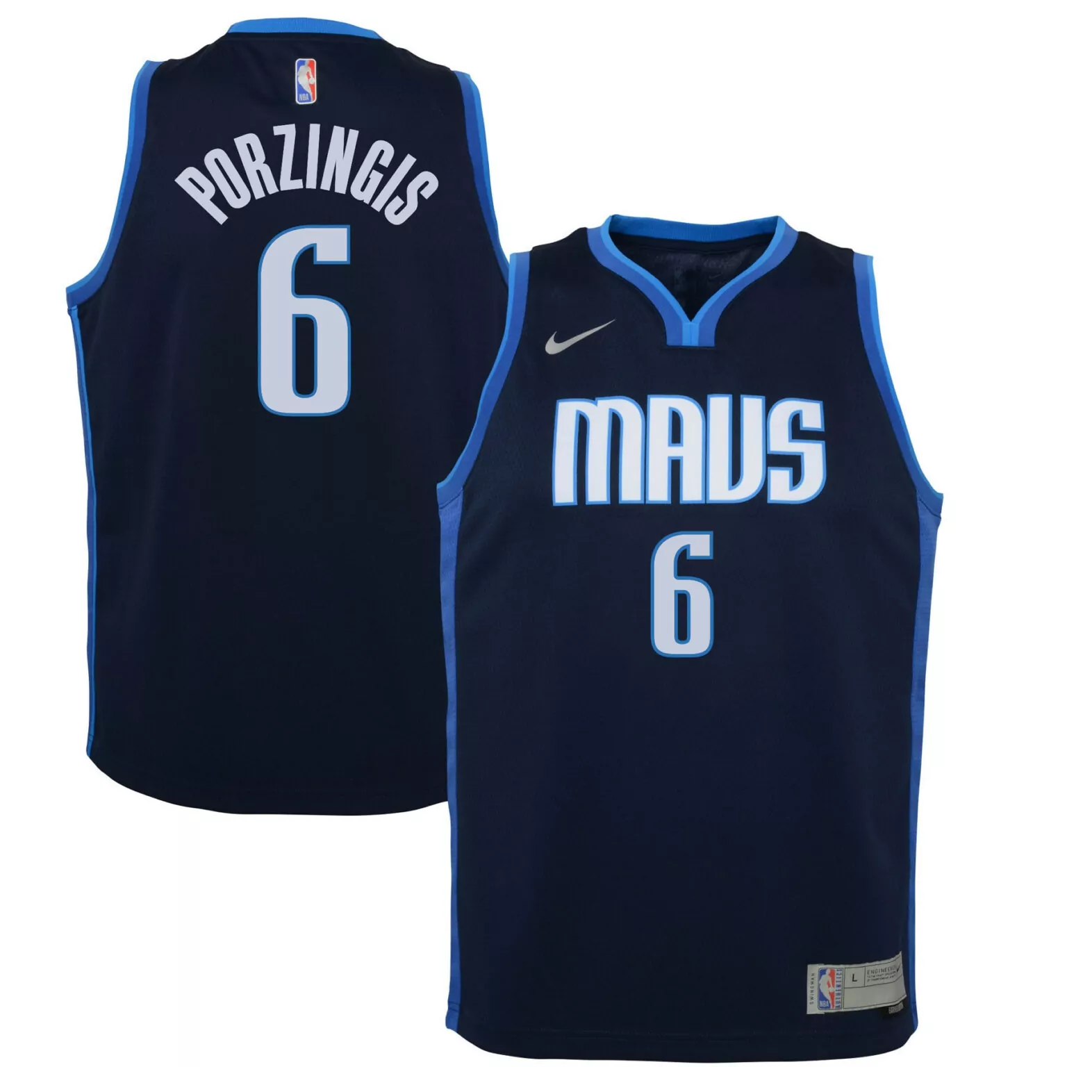 Kristaps Porzingis 6 Mavs Jersey Navy Men Light Blue