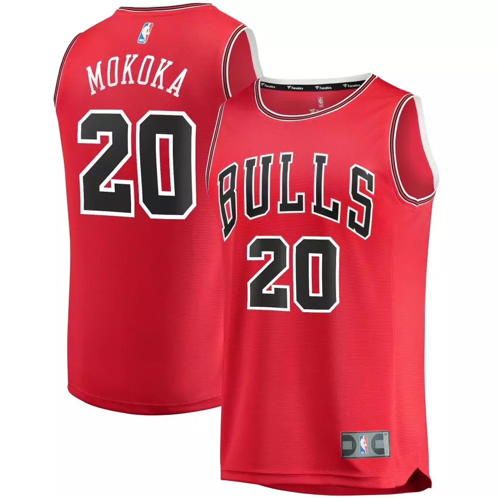 Adam Mokoka 20 Bulls Jersey Red Men White Black Icon