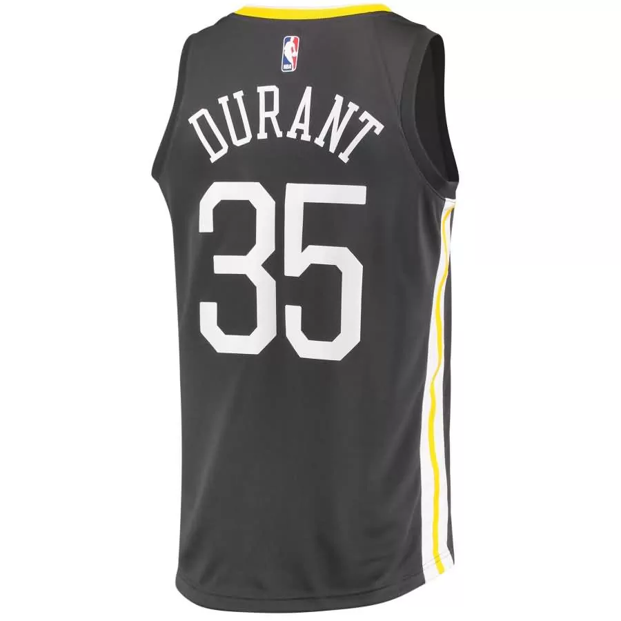 Kevin Durant 35 Brooklyn Nets Jersey Black Men Yellow White Swingman