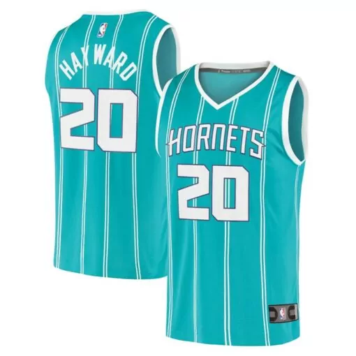 Gordon Hayward 20 Hornets Jersey Teal Men White Icon