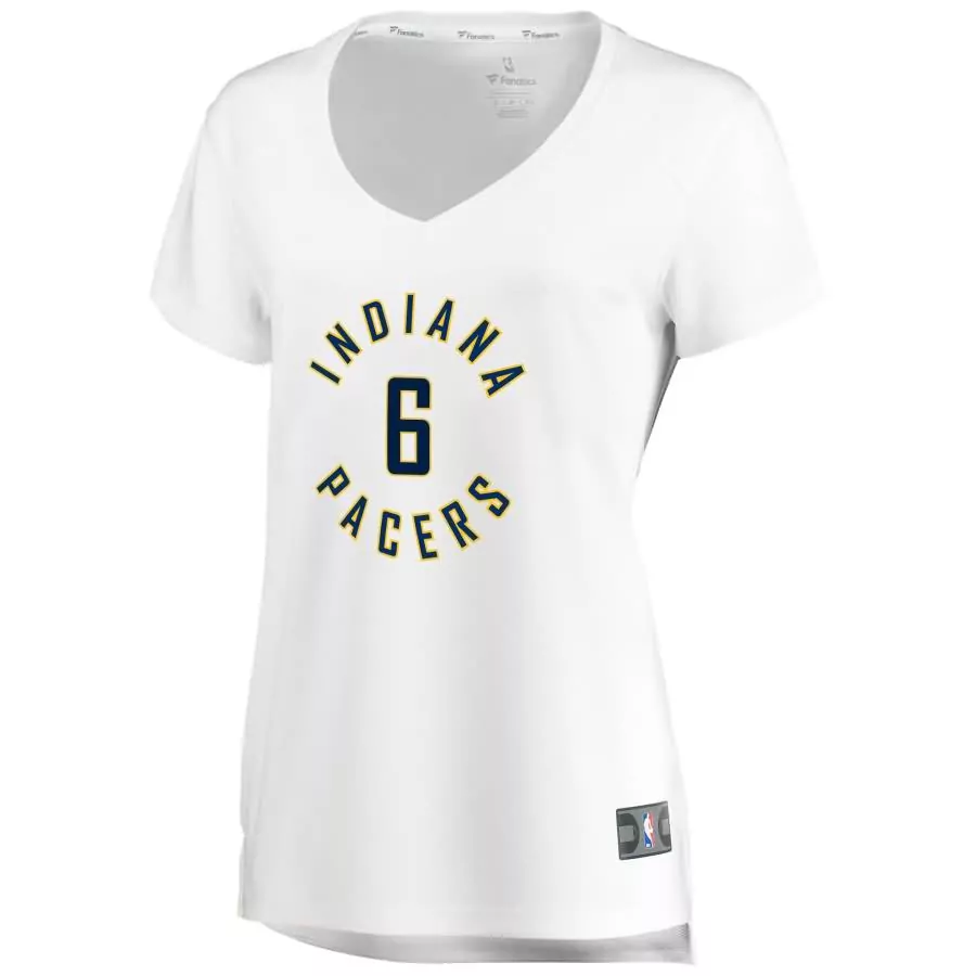 Custom Indiana Pacers 6 Jersey White Women Replica Navy Gold