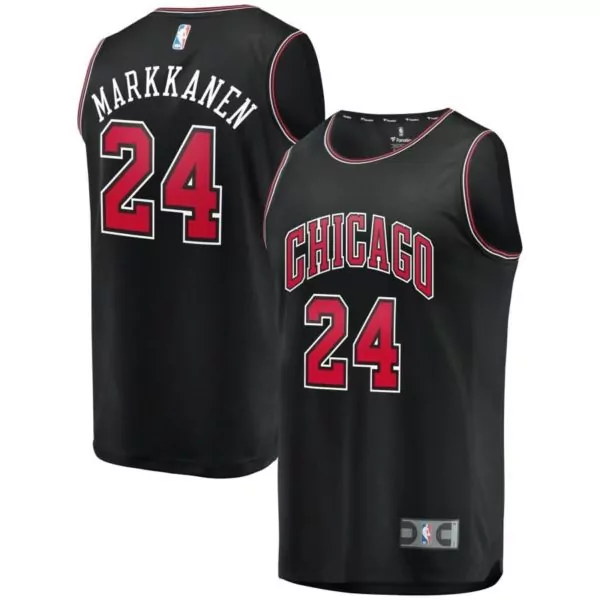 Lauri Markkanen 24 Chicago Bulls Jersey Black Men Replica Red White