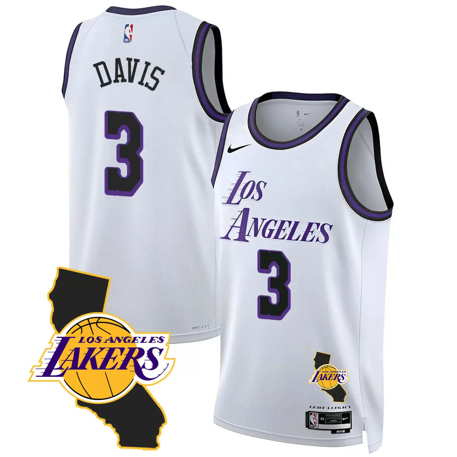 Davis 3 Los Angeles Lakers Jersey White Leave A Legacy Men NBA Alternate Purple Black
