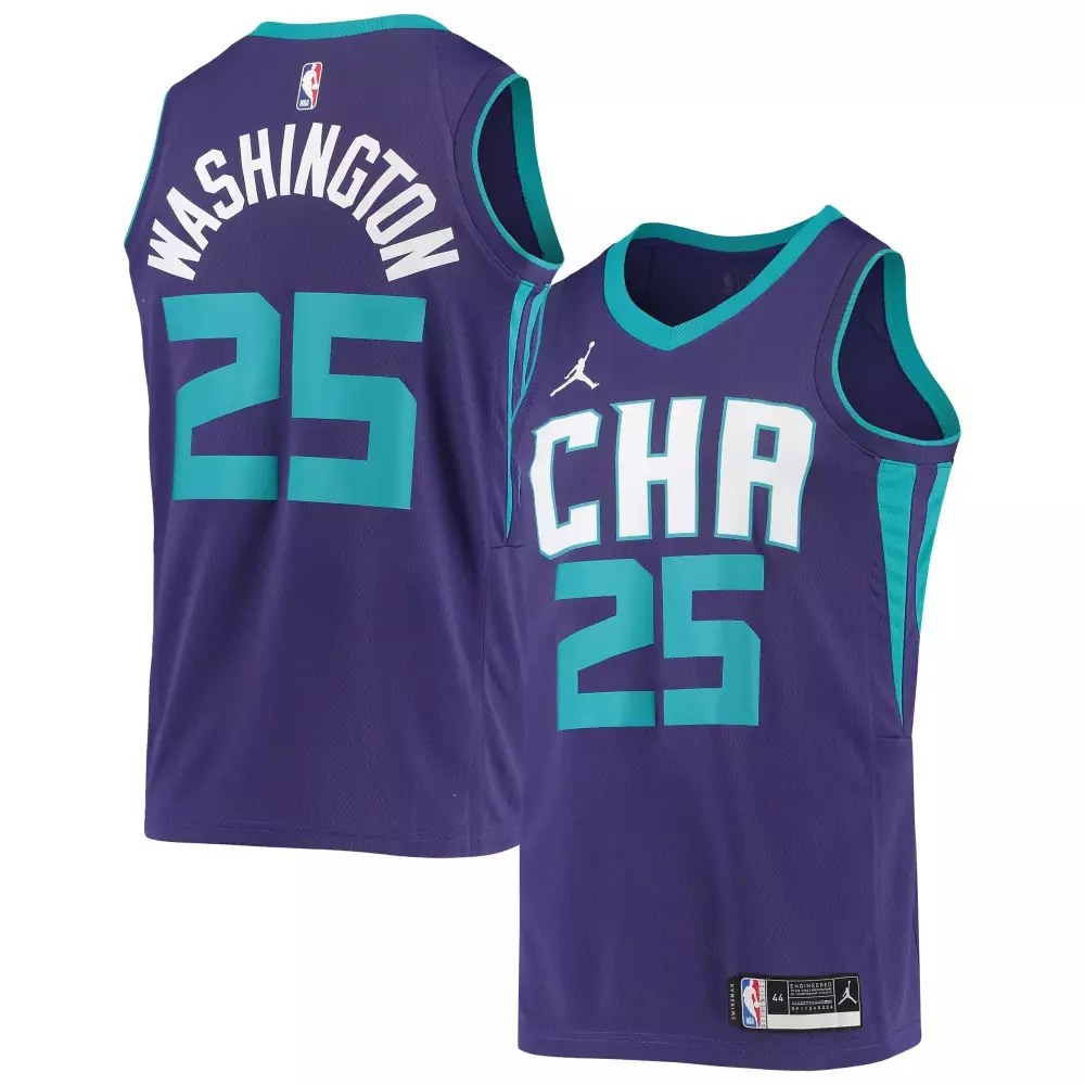 P.j. Washington 25 Jersey Purple Charlotte Hornets Men Teal White