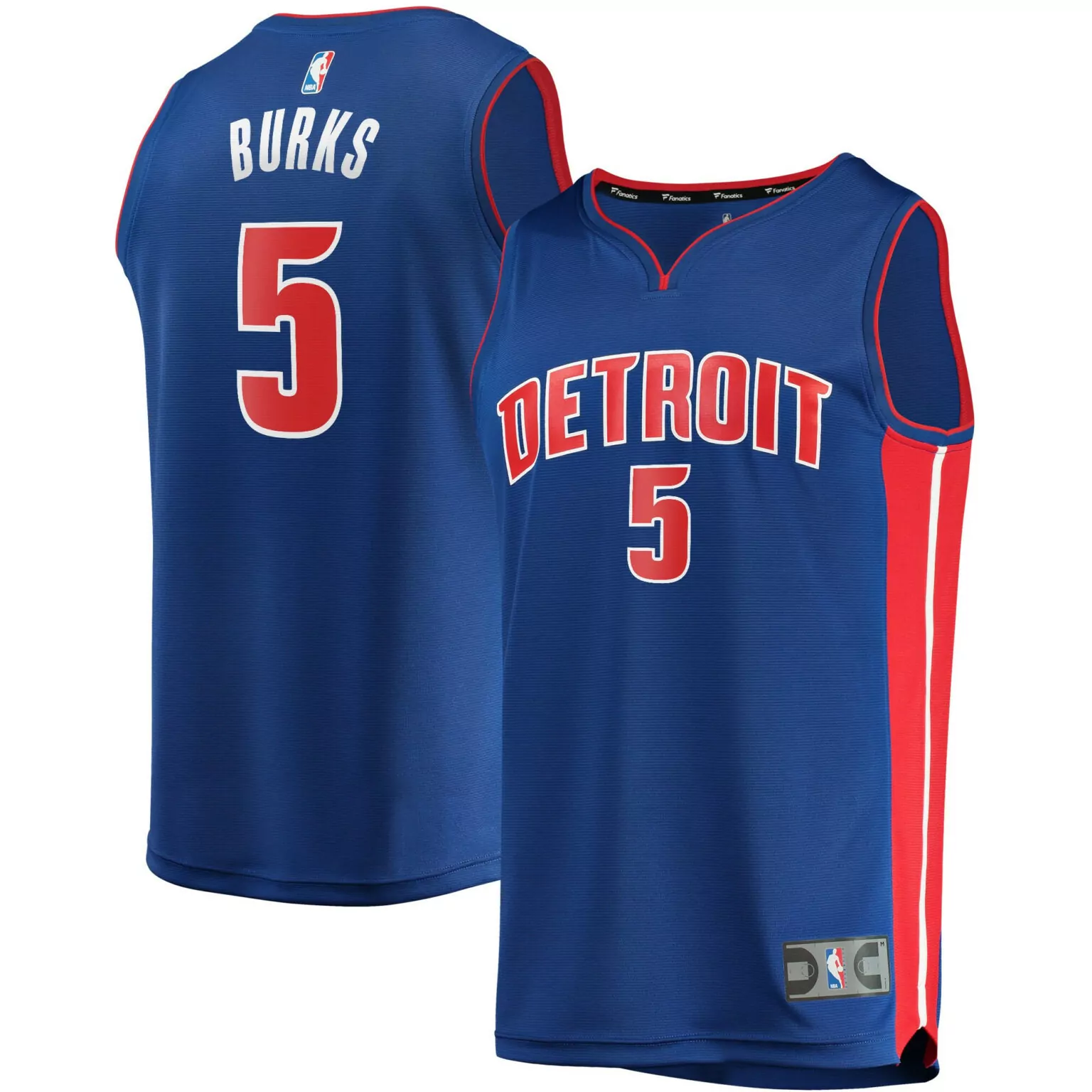 Alec Burks 5 Detroit Pistons Jersey Blue Men NBA Red White Icon