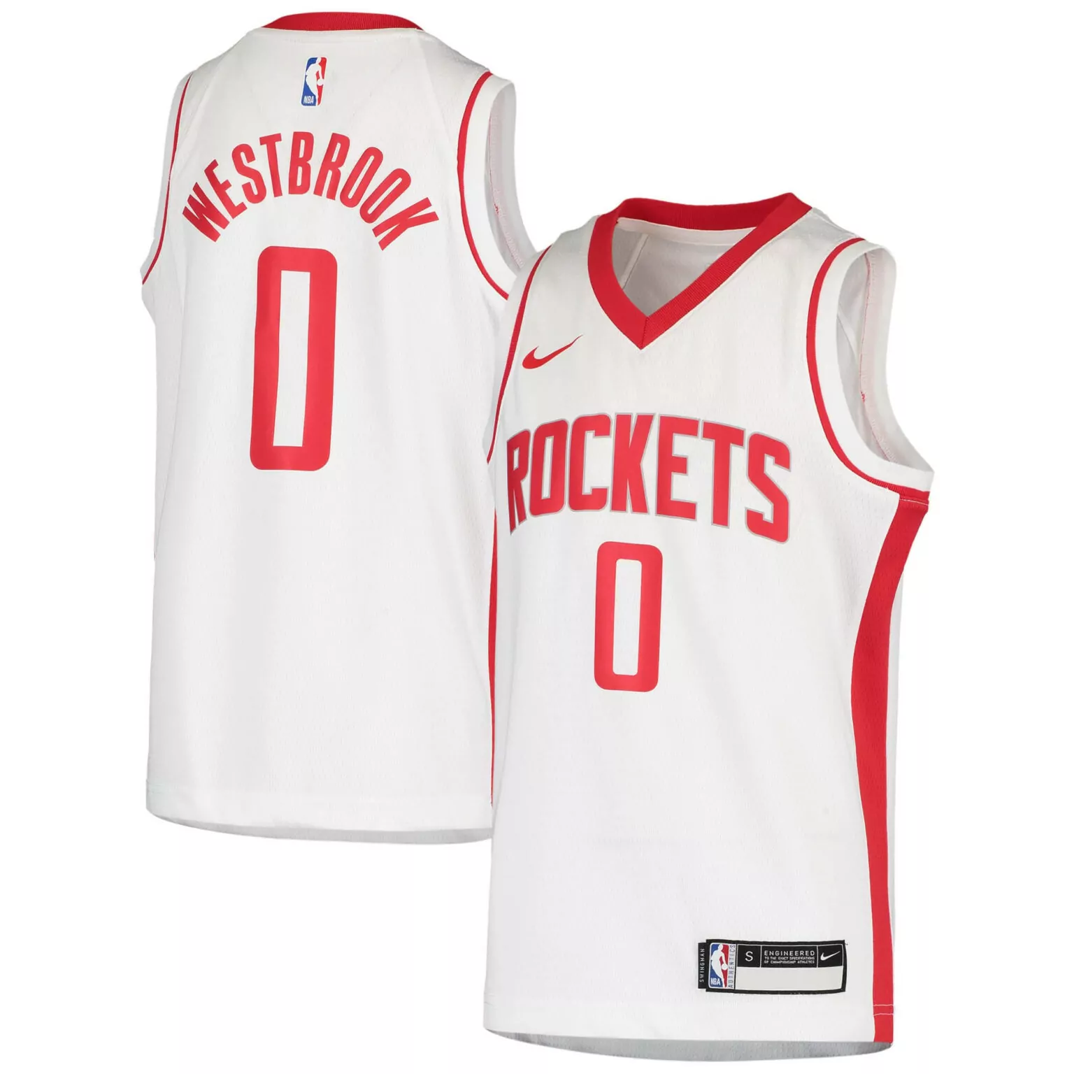 Russell Westbrook Rockets Jersey White Men NBA Red