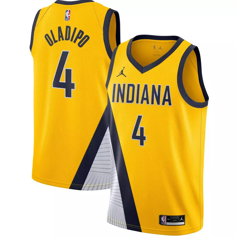 Victor Oladipo 4 Indiana Pacers Jersey Yellow Men Navy Blue White