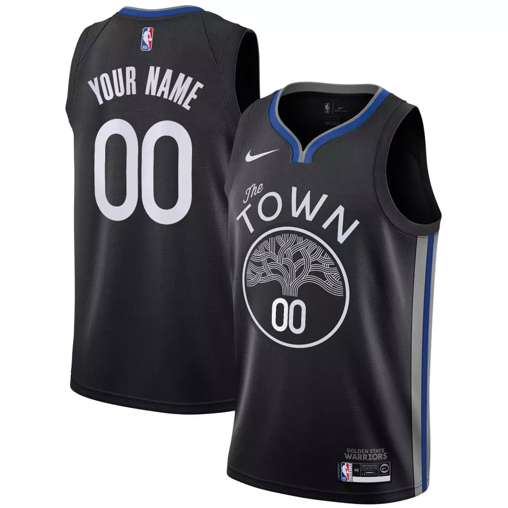 Custom Golden State Warriors Jersey Black Men Blue Grey White