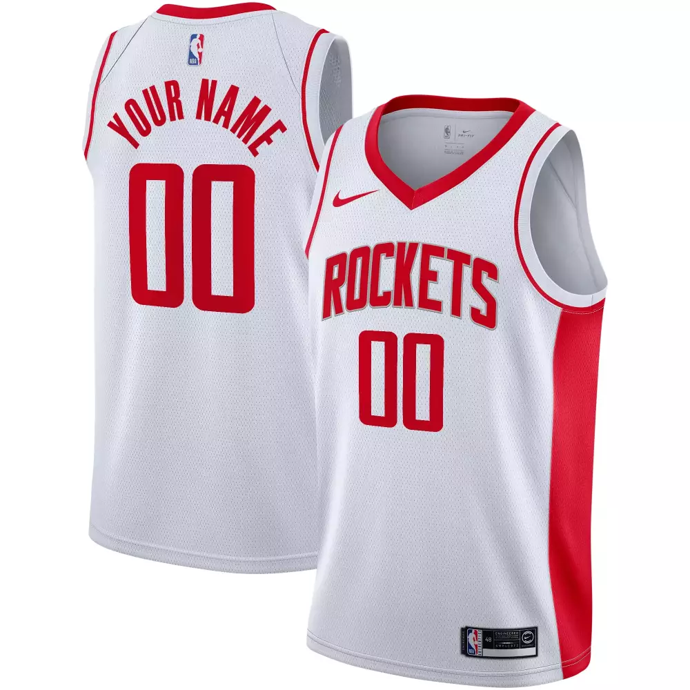 Custom Rockets Jersey White Men Red Swingman