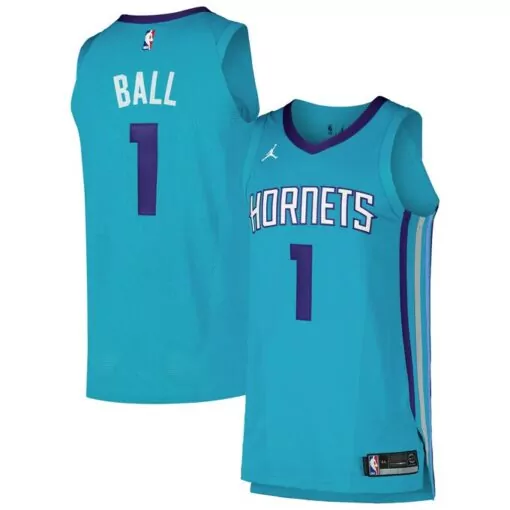 Lamelo Ball 1 Hornets Jersey Teal Men Purple White Icon