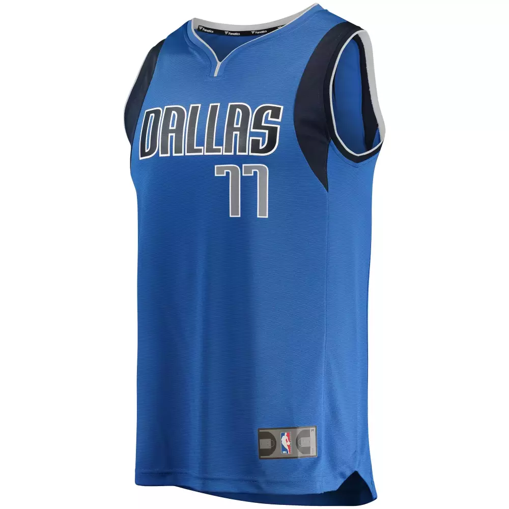Luka Doncic 77 Dallas Mavericks Jersey Blue Men Dark White Grey Replica Icon