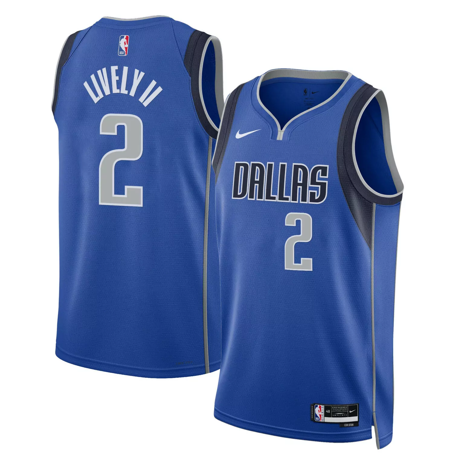 Dereck Lively 2 Dallas Mavericks Jersey Royal Blue Men Gray Navy Icon Swingman All