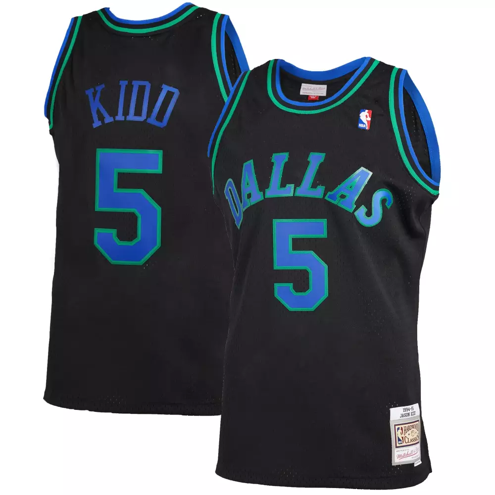 Jason Kidd 5 Dallas Mavericks Jersey Black Mitchell Ness Hardwood Classics Men Royal Blue