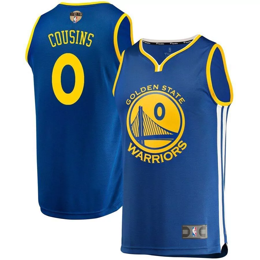 Demarcus Cousins Jersey Blue Golden State Warriors Finals Men Yellow White