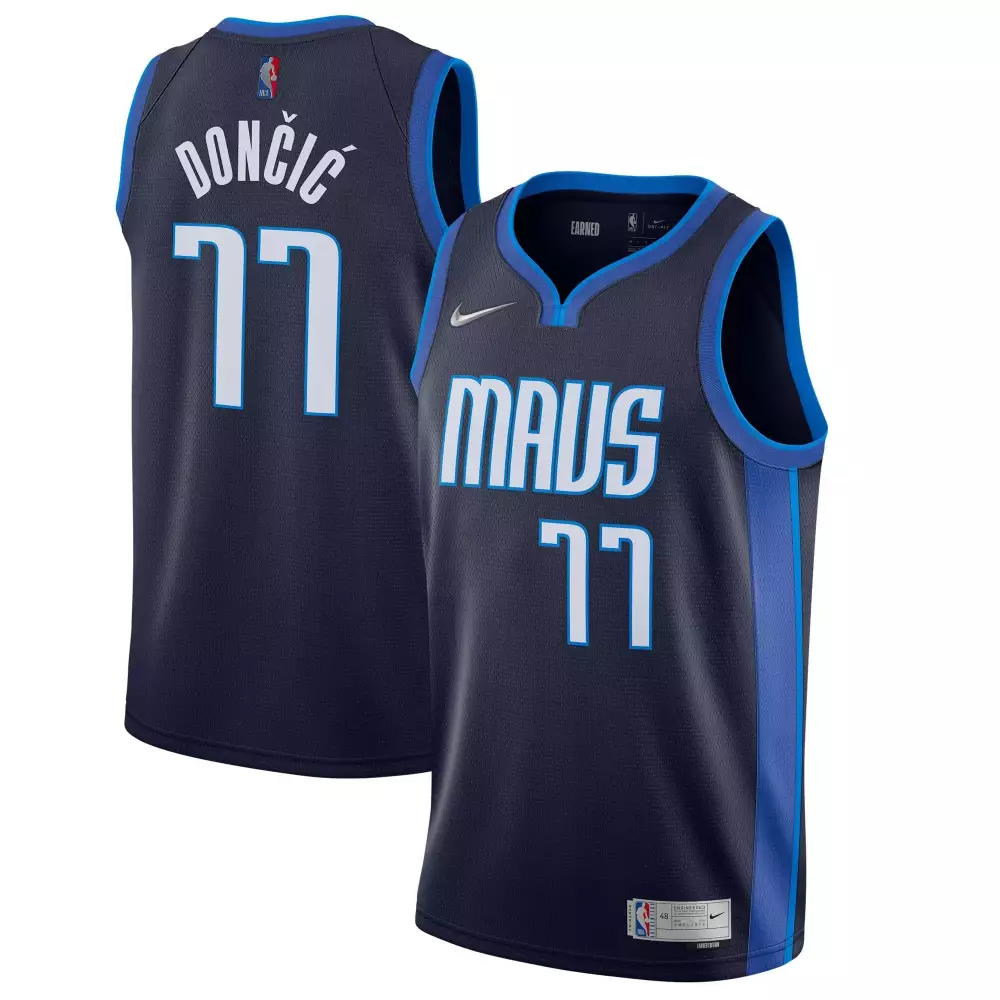 Luka Doncic 77 Dallas Mavericks Jersey Navy Earned Men Royal Blue White