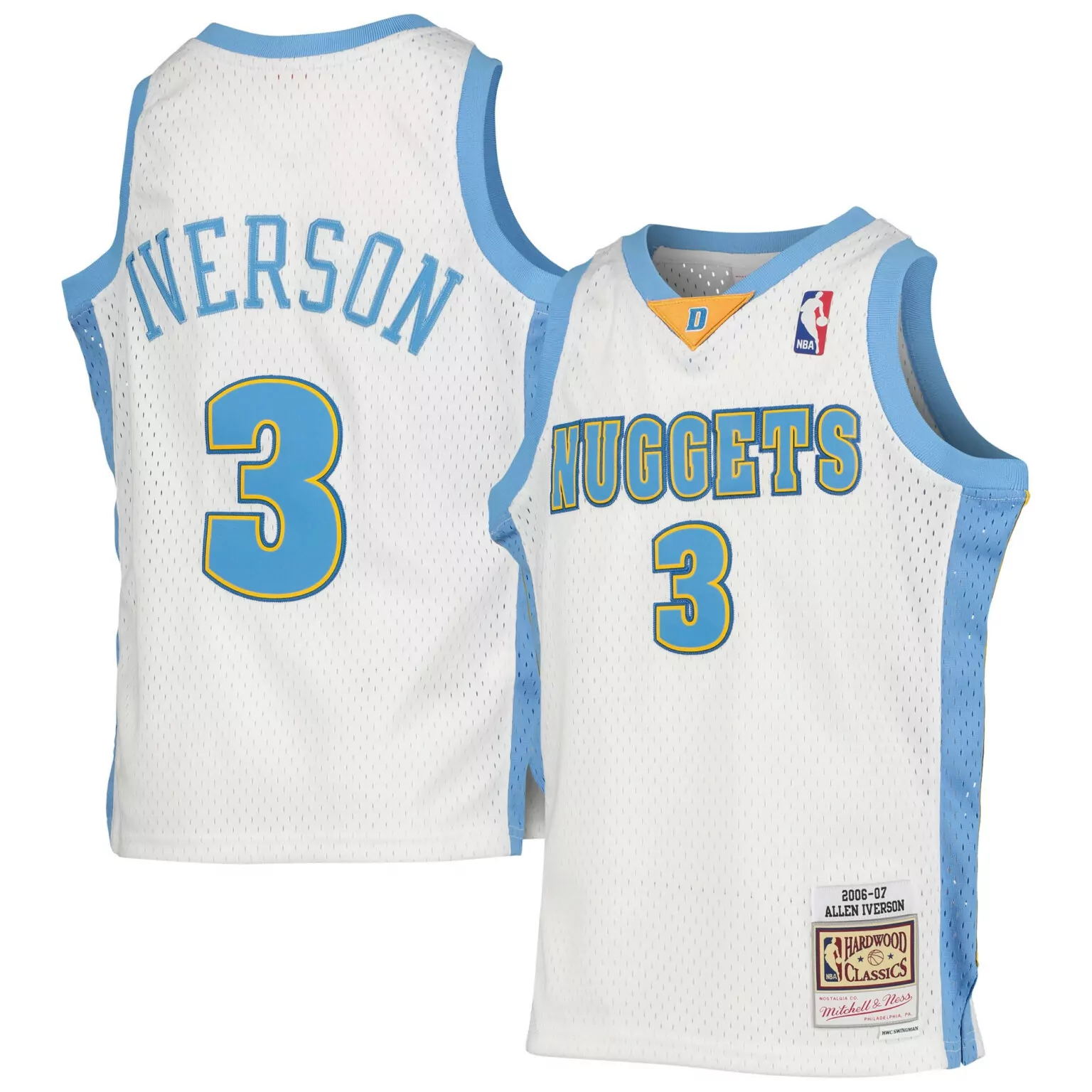 Allen Iverson 3 Nuggets Jersey White 2006-07 Hardwood Classics Mitchell Ness 2007