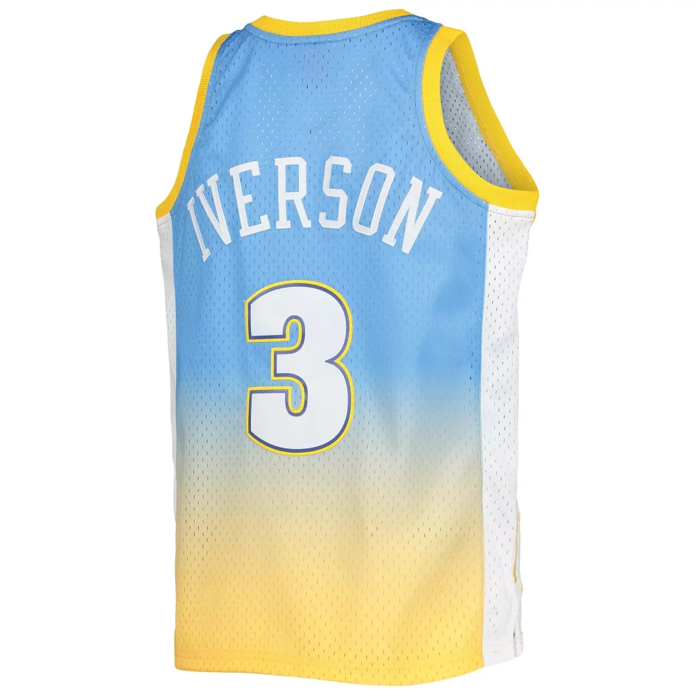 Allen Iverson 3 Jersey Blue Philadelphia 76ers Men Split Yellow White Hardwood Classics