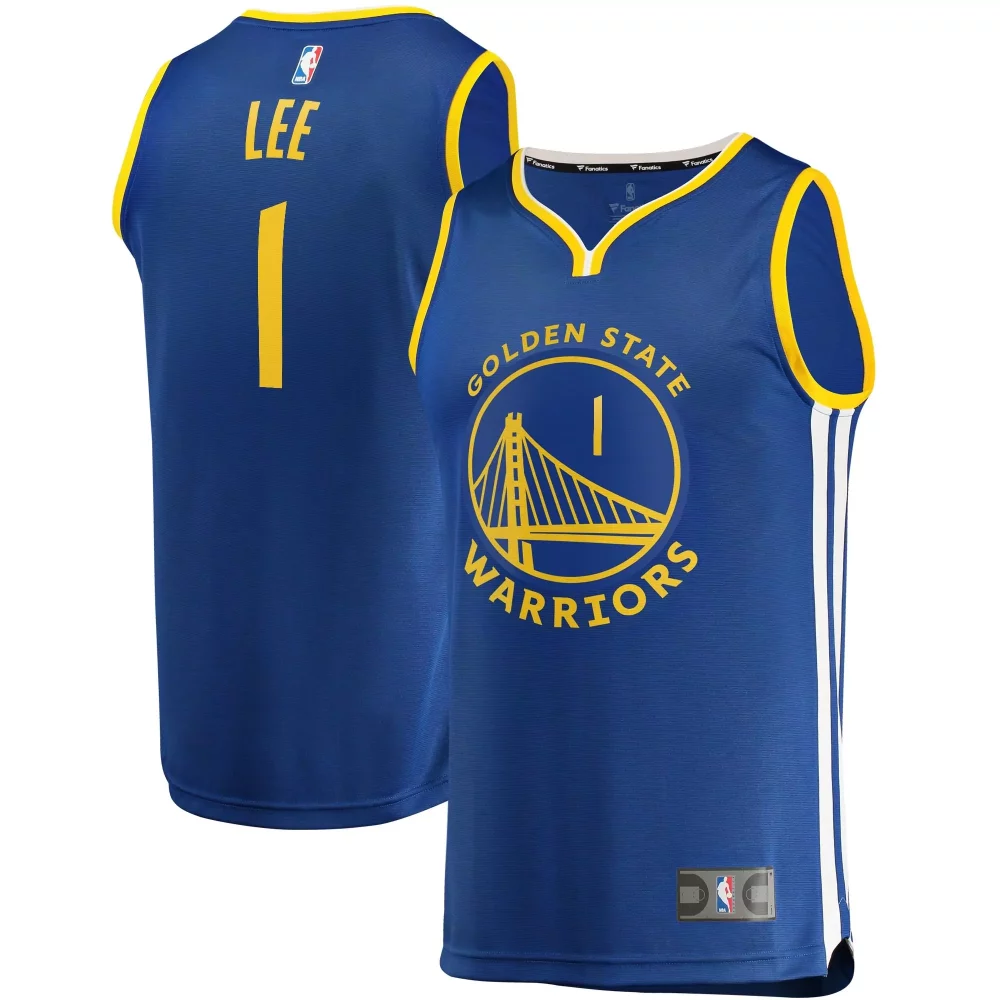 Damion Lee 1 Jersey Royal Blue Golden State Warriors Men Yellow White Icon