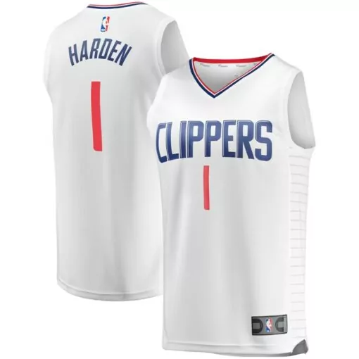 James Harden 1 Clippers Jersey White Men Blue Red