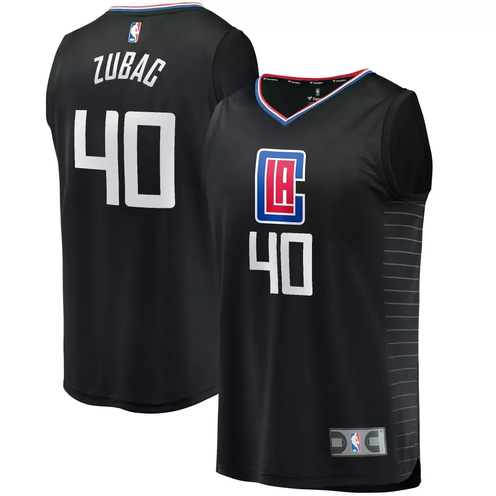 Ivica Zubac 40 Jersey Black Los Angeles Clippers Men White Red Blue