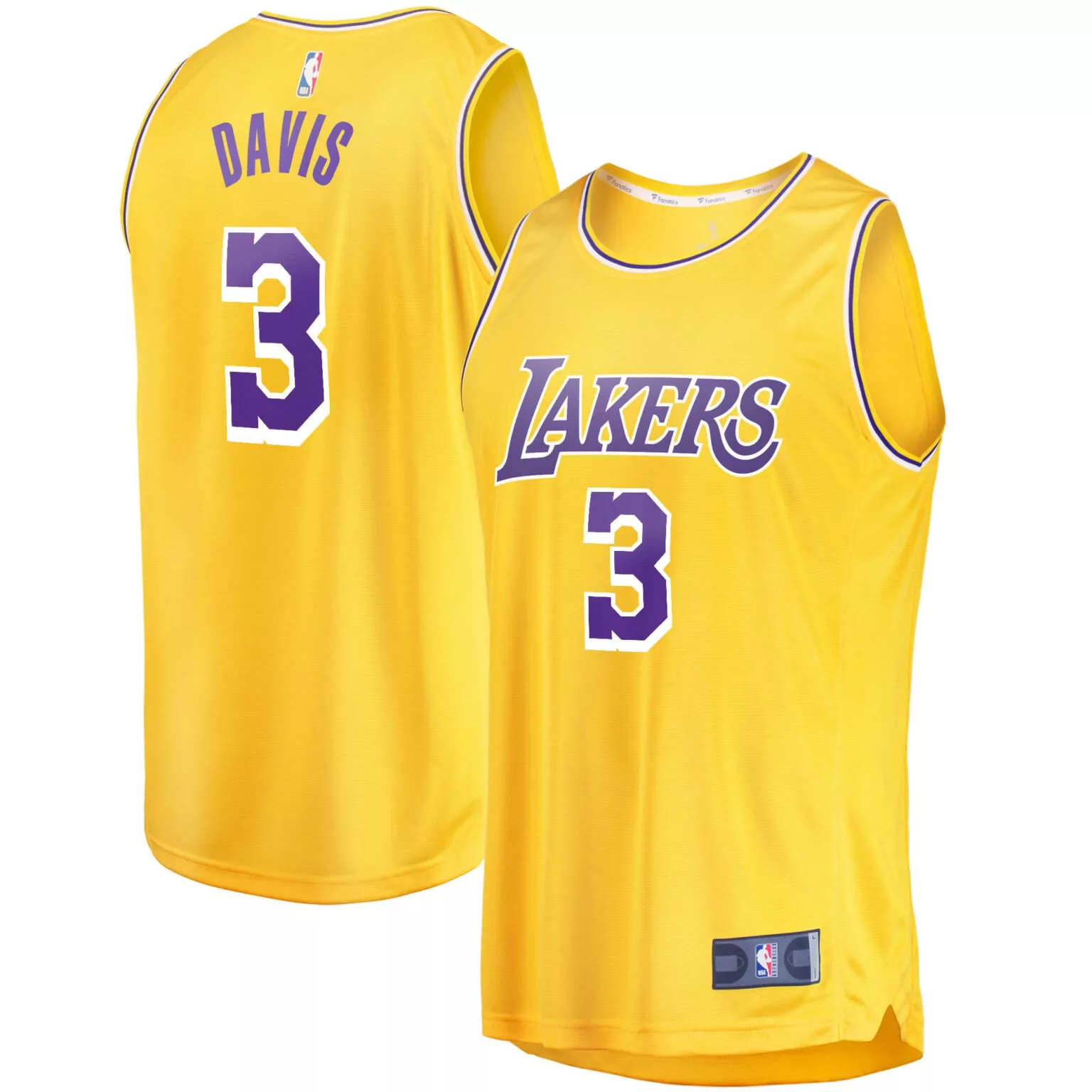 Davis 3 Lakers Jersey Yellow Men Purple White Icon