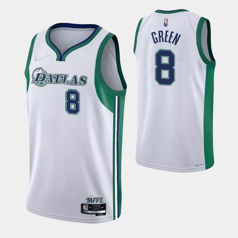 Green 8 Dallas Mavericks Jersey White Mffl Men Navy Blue