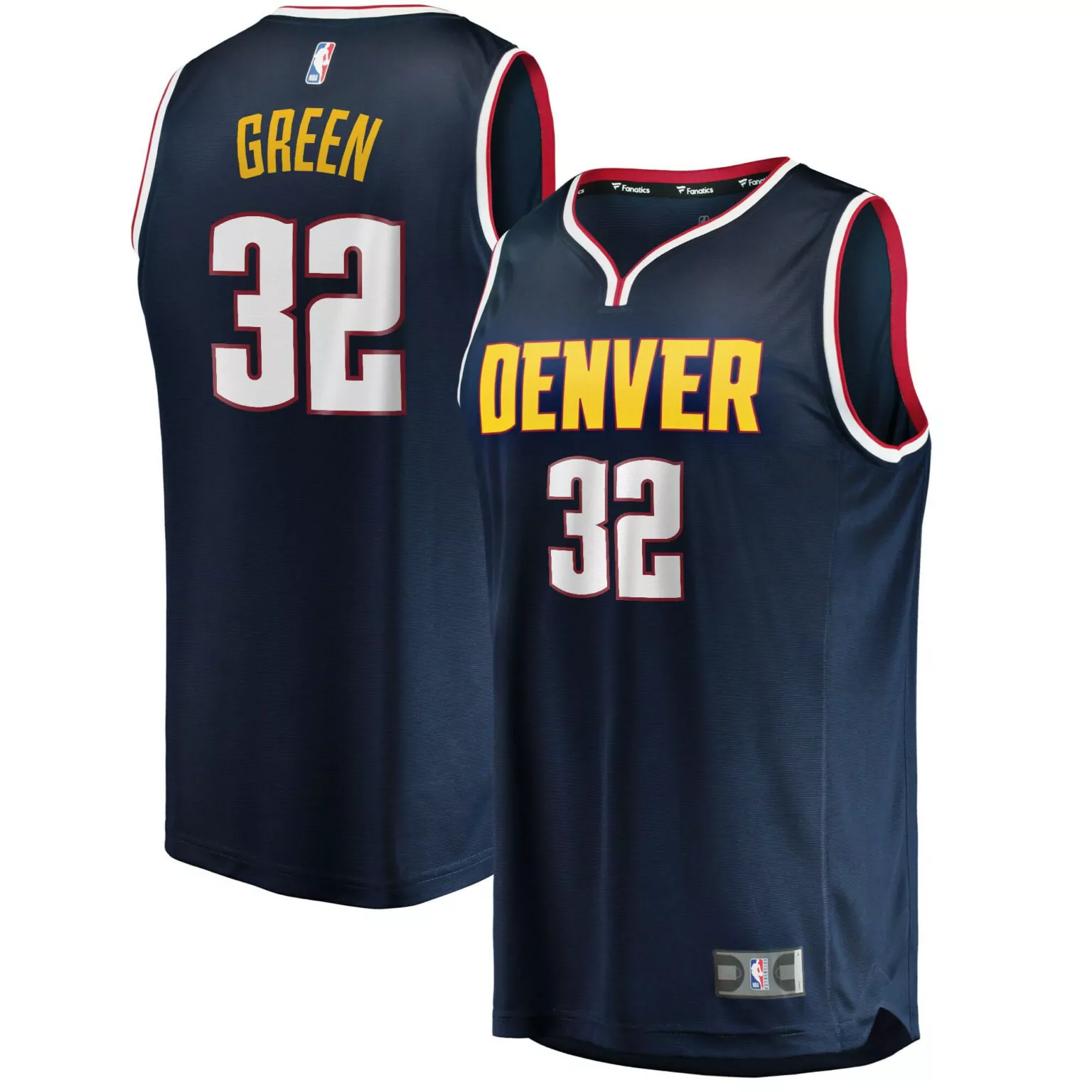 Green 32 Denver Nuggets Jersey Navy Blue Men Yellow White Red Icon