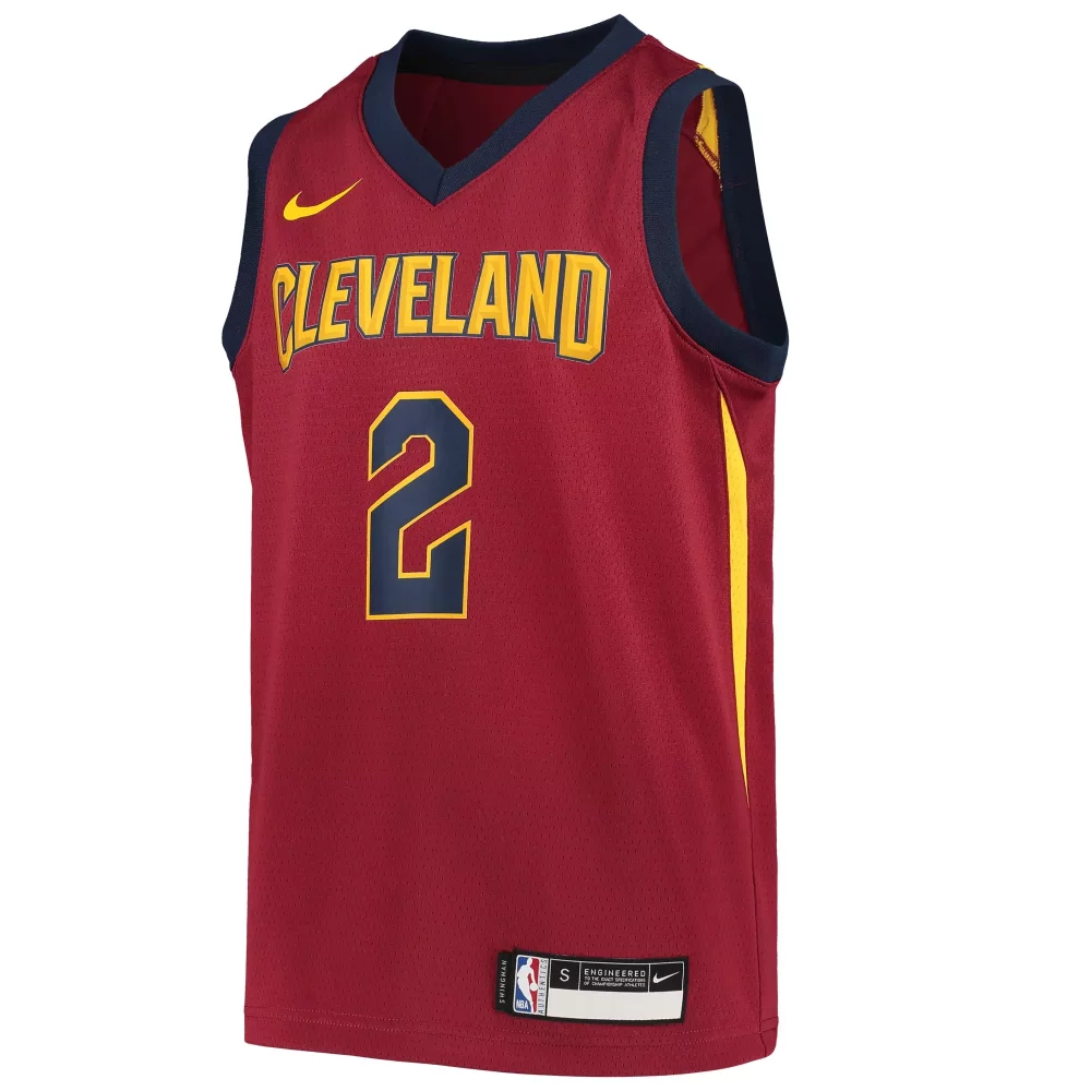 Custom Cleveland Cavaliers 2 Jersey Maroon Men Swingman Navy Yellow Icon