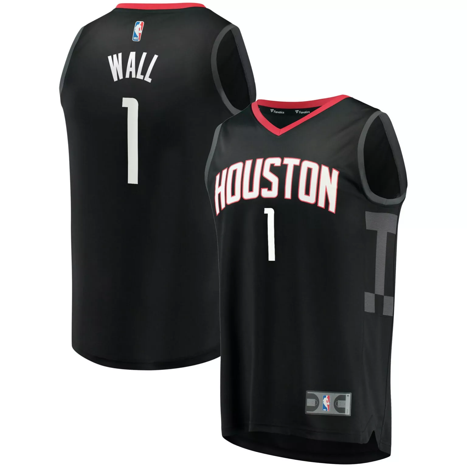 John Wall 1 Houston Rockets Jersey Black Men Red White Gray