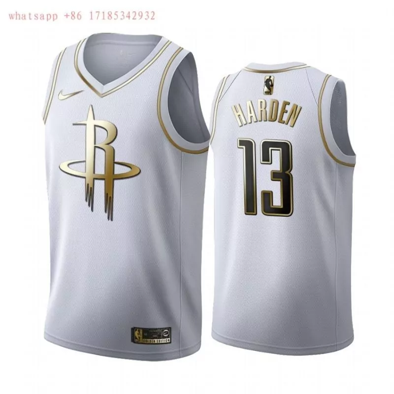 James Harden 13 Houston Rockets Jersey White Golden Edition Men Gold