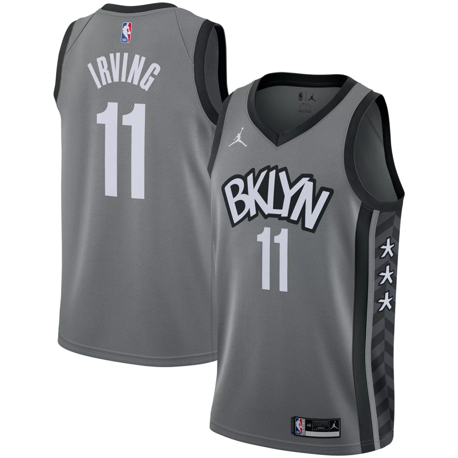 Kyrie Irving 11 Brooklyn Nets Jersey Gray Men Split Design Black White