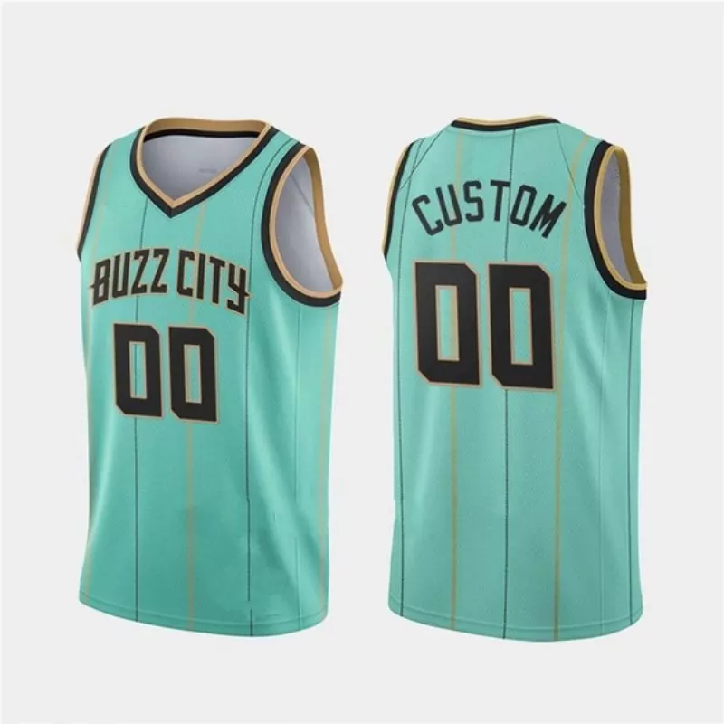 Custom Charlotte Hornets Jersey Teal Buzz City Men Gold Black Personalized