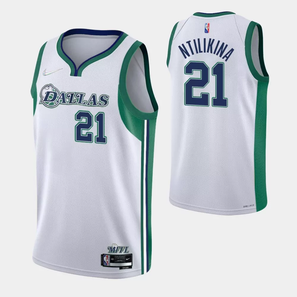 Frank Ntilikina 21 Jersey White Dallas Mavericks Mffl Men Green Navy Blue