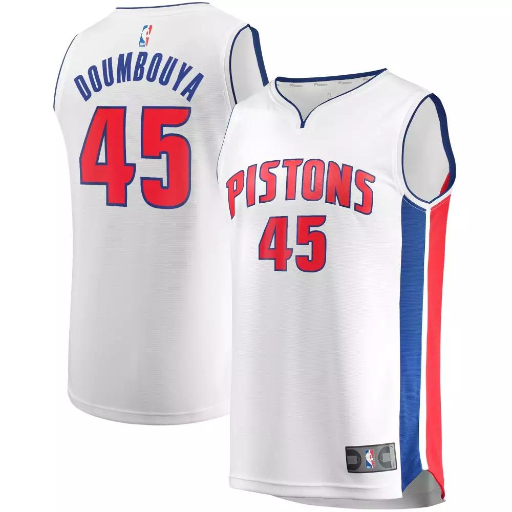 Sekou Doumbouya 45 Pistons Jersey White Men Red Blue