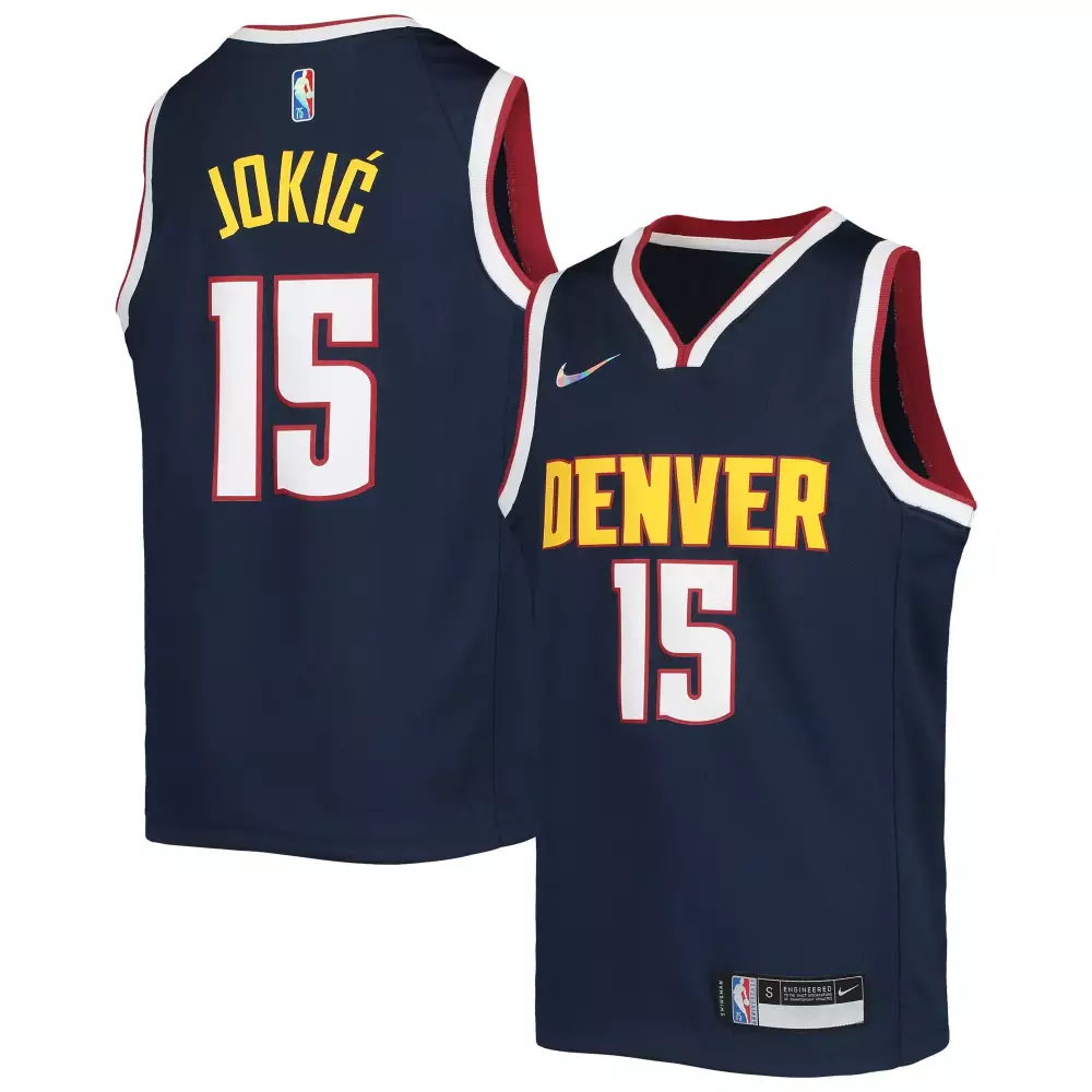 Nikola Jokic 15 Denver Nuggets Jersey Navy Men Maroon White Yellow Swingman Icon