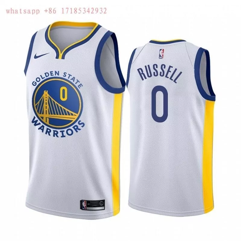 Dangelo Russell Jersey White Golden State Warriors Men Blue Yellow