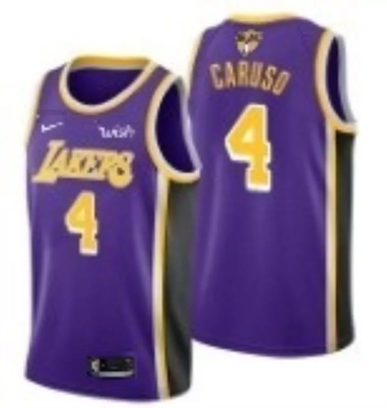 Alex Caruso 4 Los Angeles Lakers Jersey Purple Finals 2020 Champions Men Gold Black
