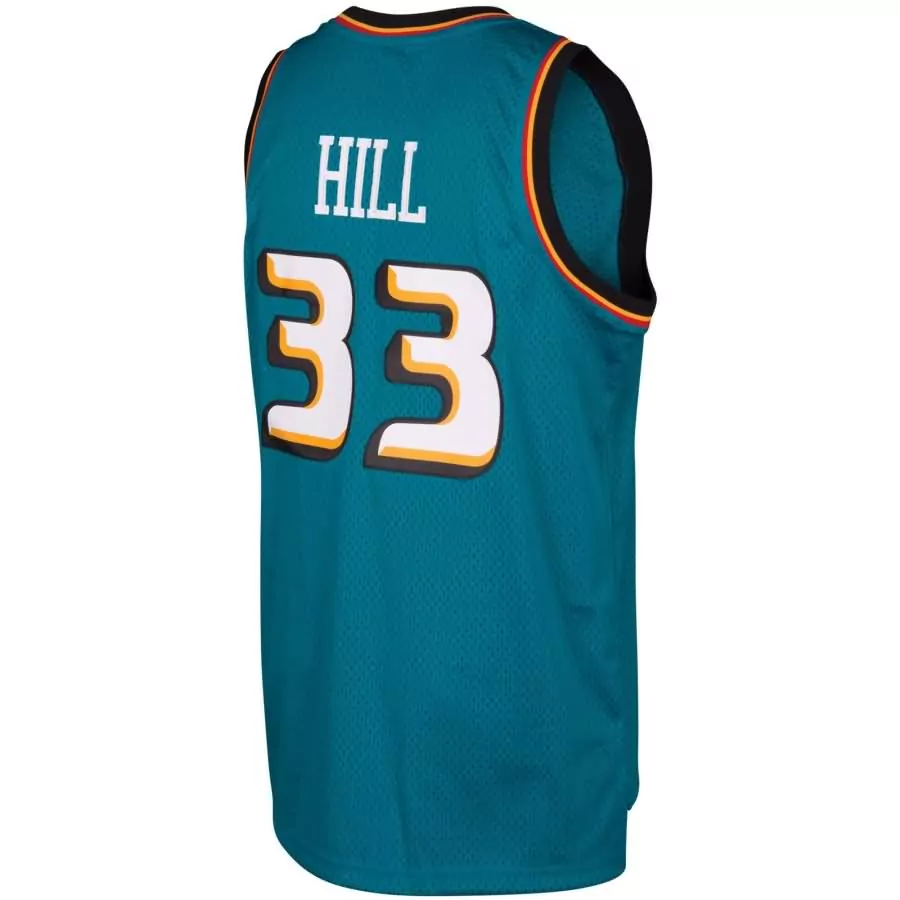 Grant Hill 33 Orlando Magic Jersey Teal Men White Orange Black Throwback Hardwood